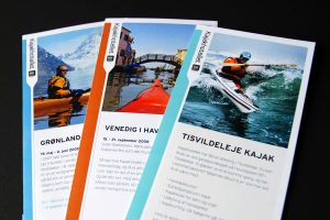 Design af plakat, brochure, klippoekort og katalog - Kajakhotellet. Brochure - Kajakhotellet