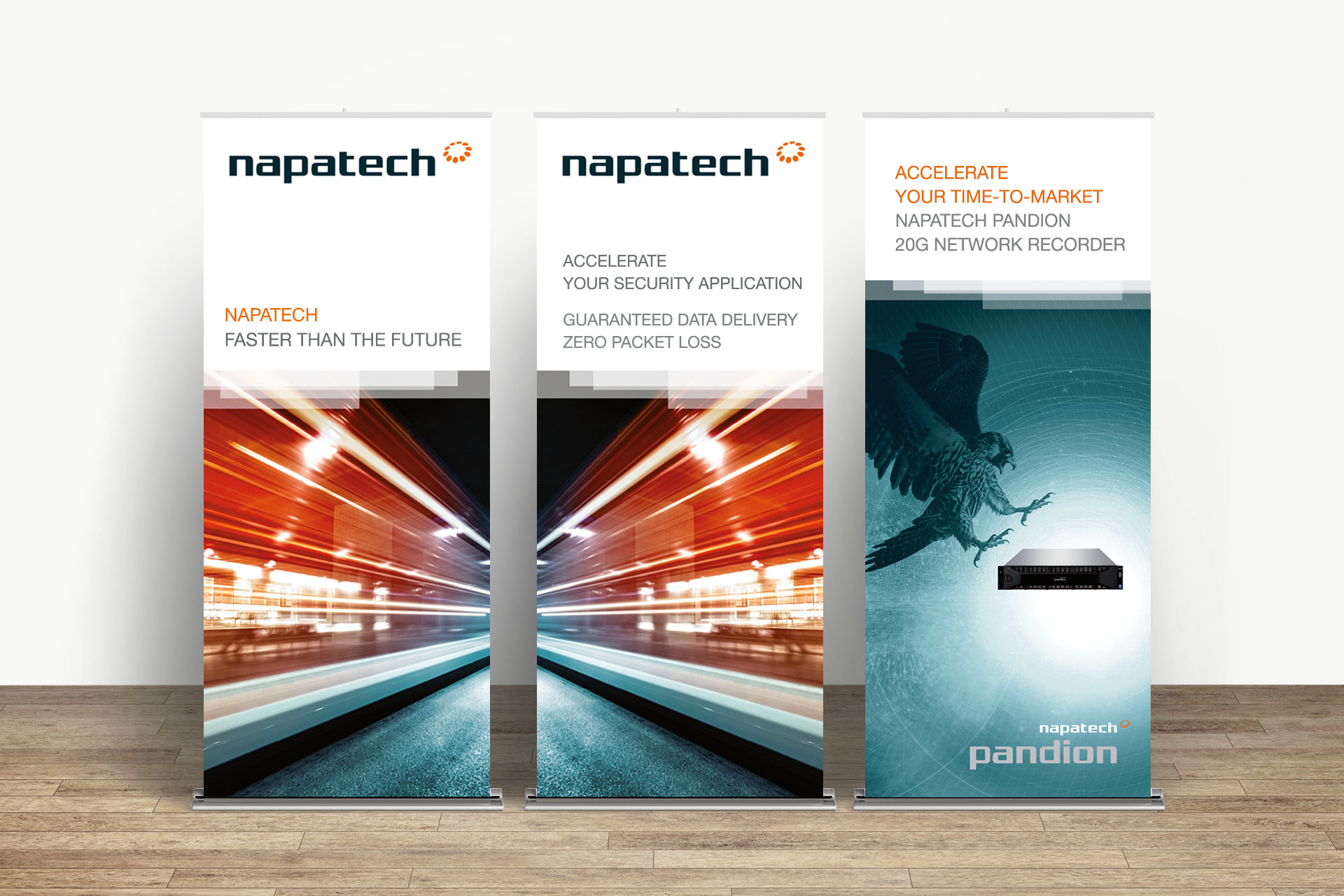 Napatech - Design til messer, events og konferencer. Messestand, bannere, roll-ups, pop-up stand og Powerpoint præsentationer